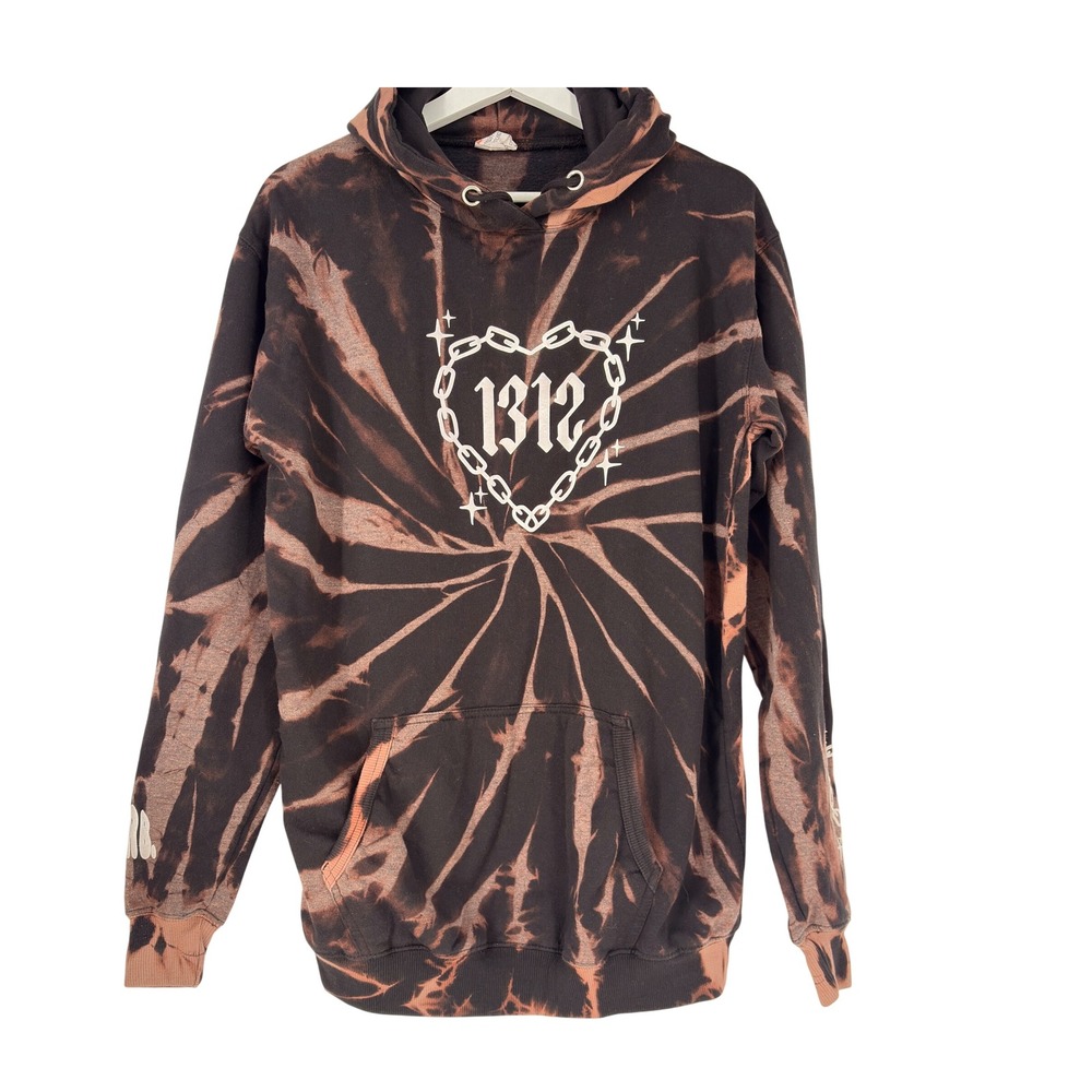 Acid‎ Wash Hoodie 1312 Heart Graphic Pullover Sweater Unisex Size Large